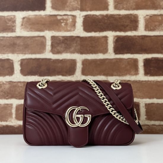 Gucci Original Leather Burgundy Sheepskin Lined Bag 443497