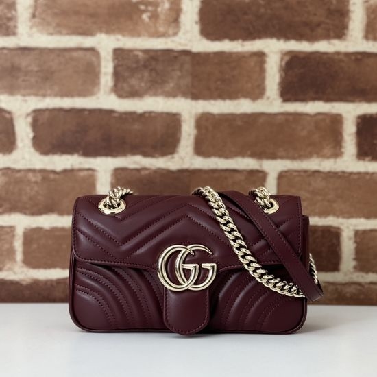 Gucci Large Handbag Burgundy Sheepskin 446744