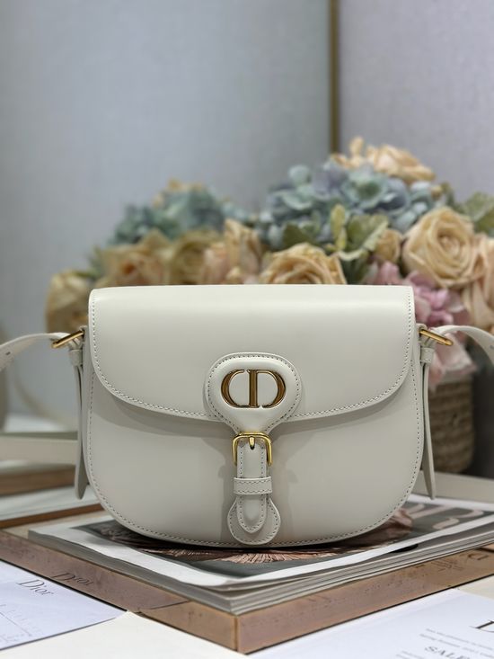 Christian Dior Bobby Medium White Smooth Leather Bag 9337