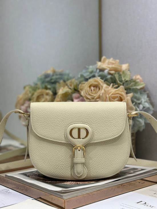 Christian Dior Bobby Medium White Grained Leather Bag 9337