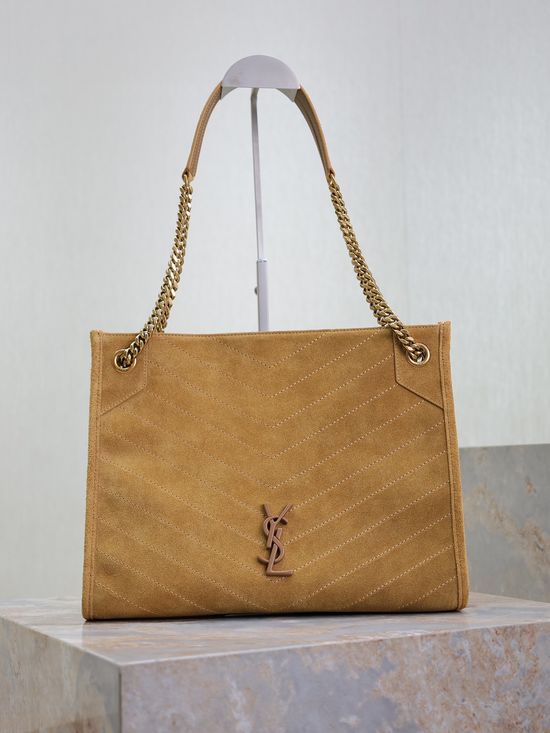 Yves Saint Laurent Niki Shopping Bag in Suede Earth Tone 7774