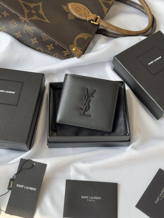 Yves Saint Laurent Monogram Grain Leather Folding Wallet 463249