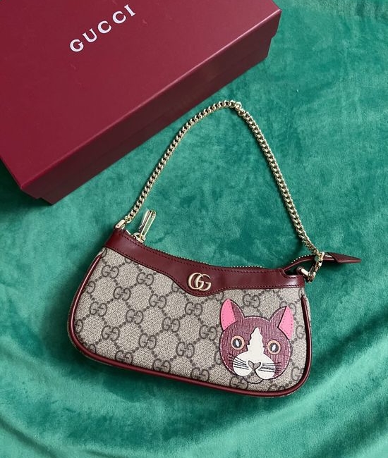 Gucci Cat Printed Chain Bag PVC With Leather Trim 818763