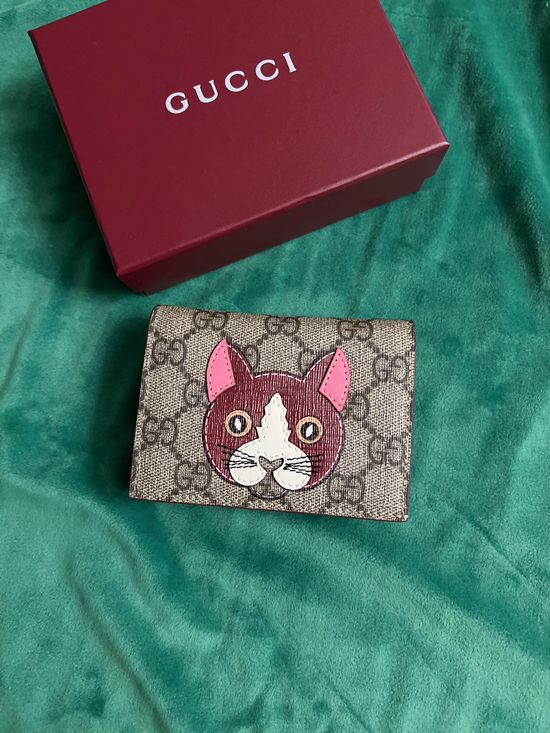 Gucci Cartoon Pattern Calfskin Card Holder Wallet 818767