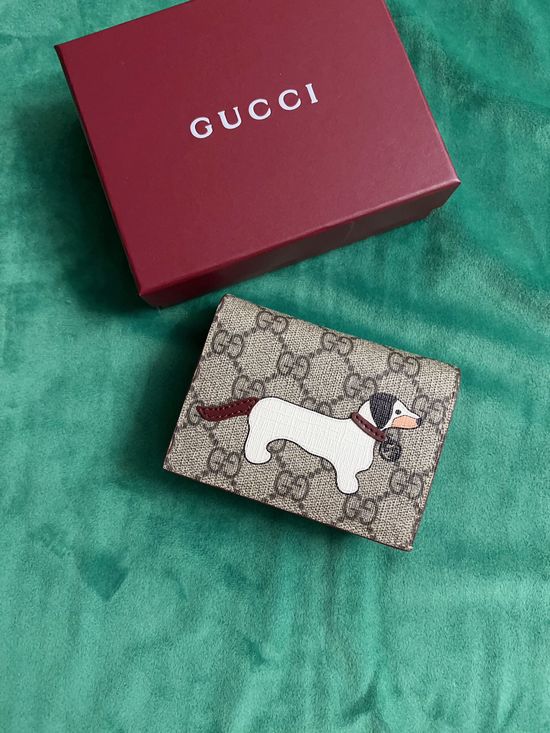Gucci Cartoon Pattern Calfskin Card Holder Wallet 818767
