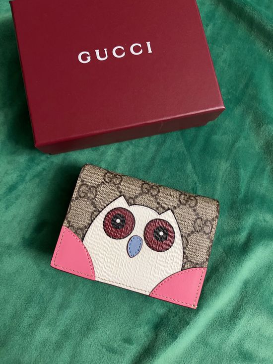 Gucci Cartoon Pattern Calfskin Card Holder Wallet 818767