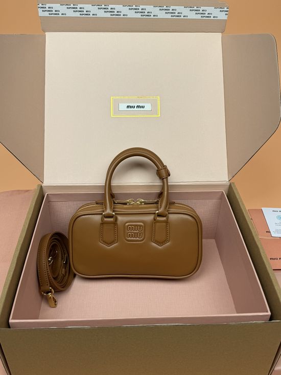 Miu Miu Arcadie Mini Bowling Leather Top Handle Bag 5BP088