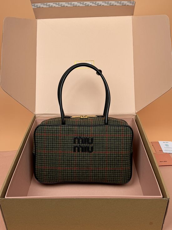 Miu Miu IVY Plaid Tote Handbag 5BB163