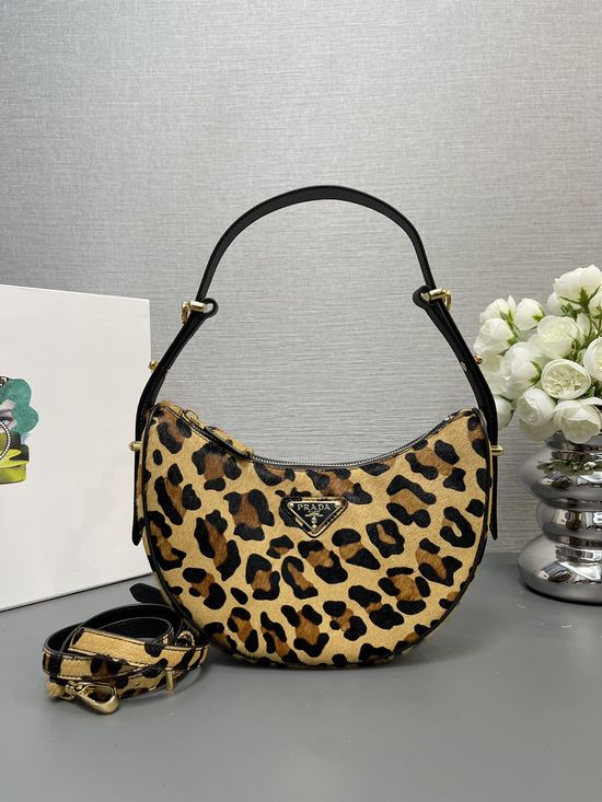 Prada Arque Hobo Bag Leopard Print 1BC194