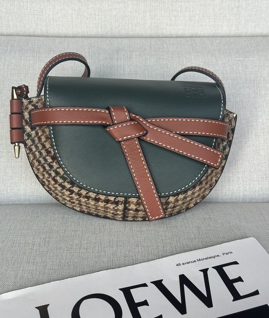 Loewe Mini Gate Houndstooth Mini Saddle Bag 56T18