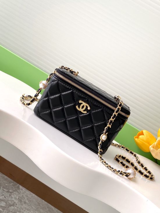 Chanel Cosmetic Bag Pearl Chain Lambskin AP4385