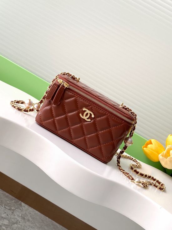 Chanel Cosmetic Bag Pearl Chain Lambskin AP4385