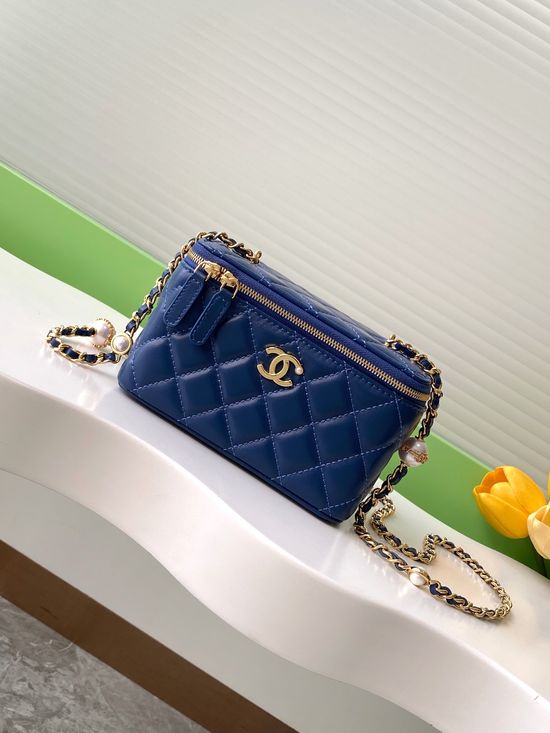 Chanel Cosmetic Bag Pearl Chain Lambskin AP4385