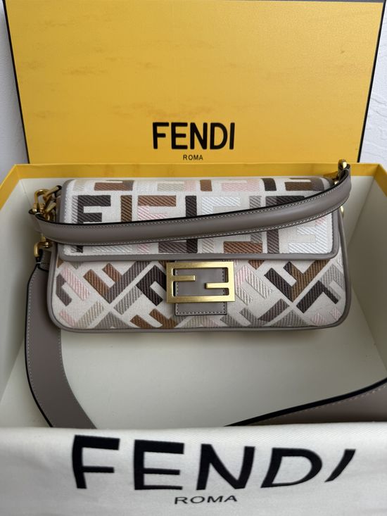 Fendi Baguette FF Logo Embroidered Bag 0159