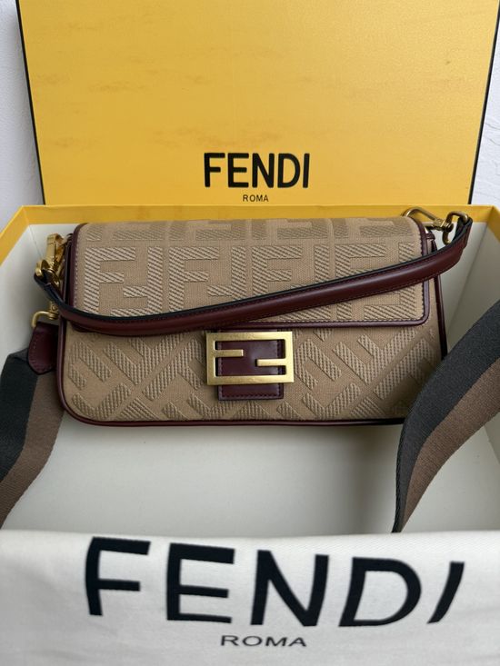 Fendi Baguette FF Logo Embroidered Bag 0159