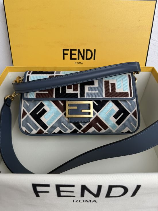 Fendi Baguette FF Logo Embroidered Bag 0159