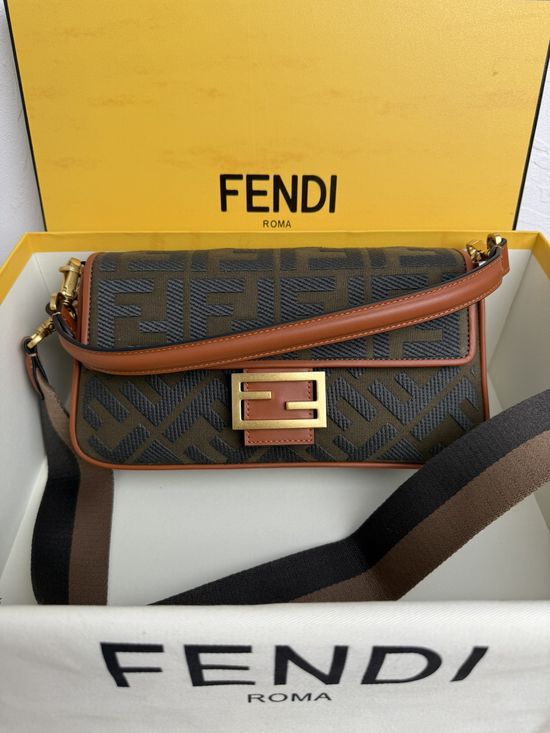 Fendi Baguette FF Logo Embroidered Bag 0159