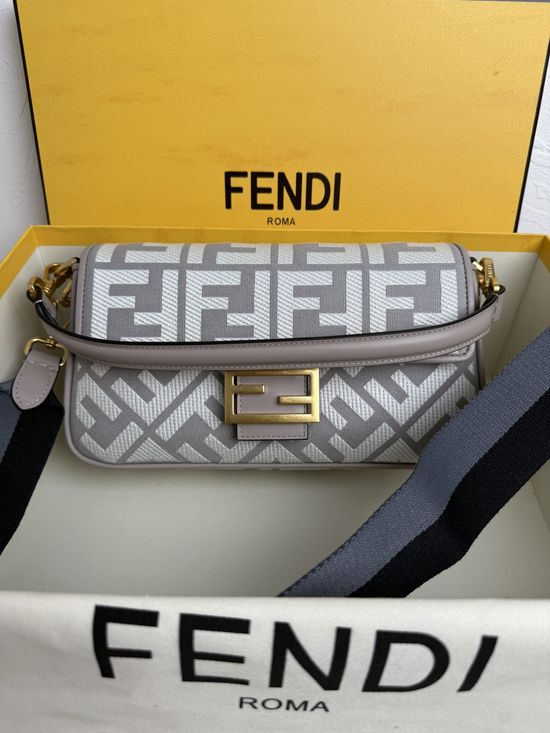 Fendi Baguette FF Logo Embroidery Medium Handbag 0159