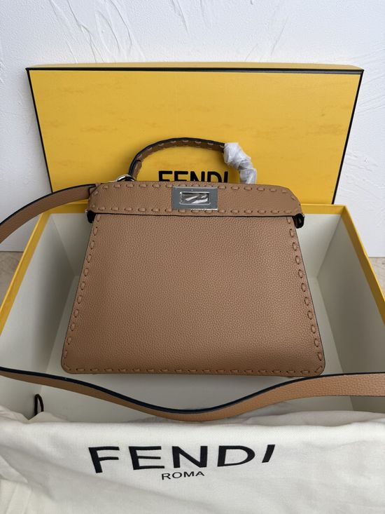 Fendi PeekabooISeeU Medium Leather Twist Lock Handbag 8BN327
