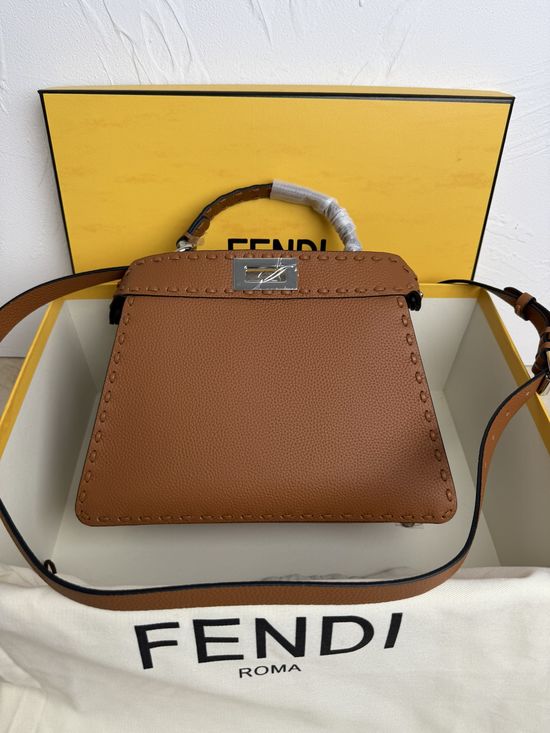 Fendi PeekabooISeeU Medium Leather Twist Lock Handbag 8BN327
