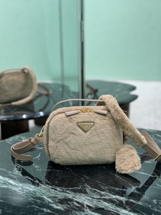 Prada Shearling Mini Structured Handbag 1BH208