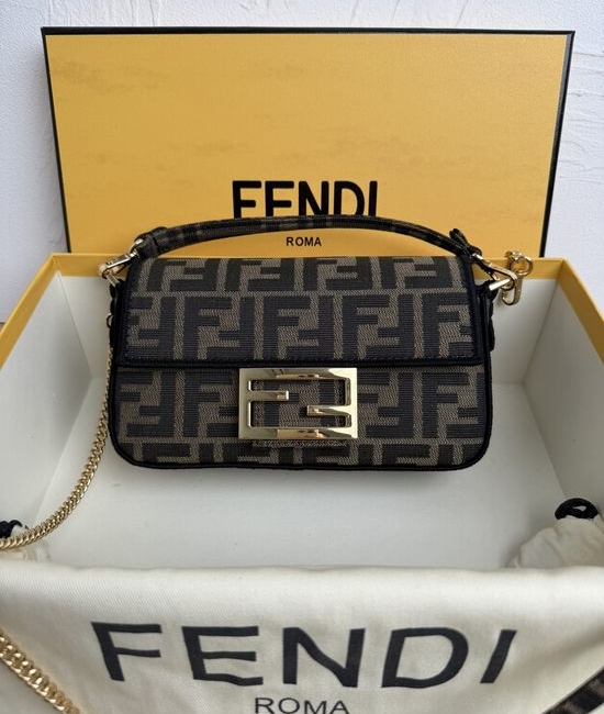 Fendi Baguette Mini Handbag FF Pattern Fabric 8037