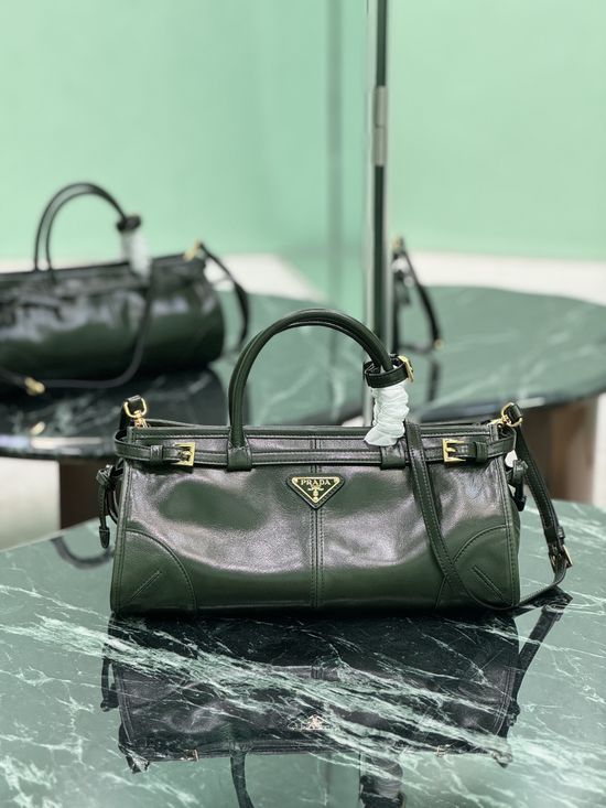 Prada LuxSoftBag Classic Oil-Wax Leather Handbag 1BA426
