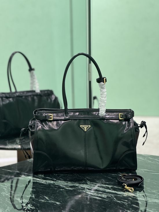 Prada SoftLux Patina Leather Large Shoulder Bag 1BA433