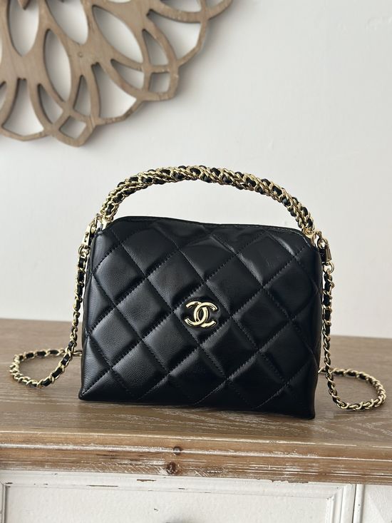 Chanel Hobo Lunch Bag Woven Handle Chain 66027