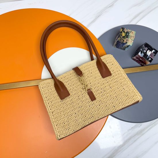 Yves Saint Laurent Raffia Leather Tote Bag 262149