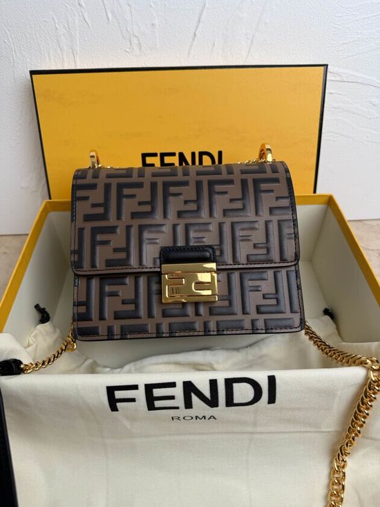 Fendi Kan U Embossed Logo Shoulder Bag 299