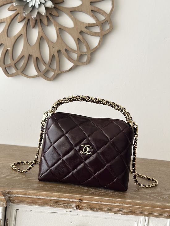 Chanel Hobo Woven Handle Lunch Box Bag 66027