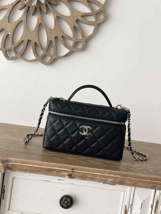 Chanel 25c Classic Graffiti Silver Chain Logo Handbag