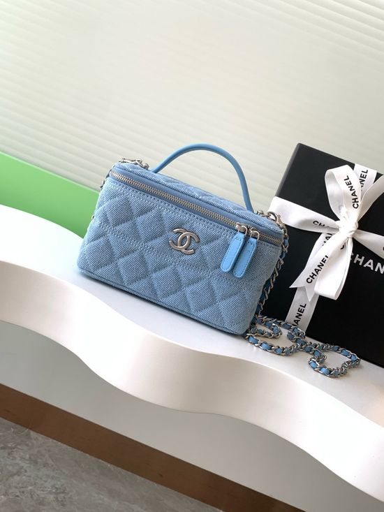 Chanel Denim Chain Lipstick Clutch AP4504