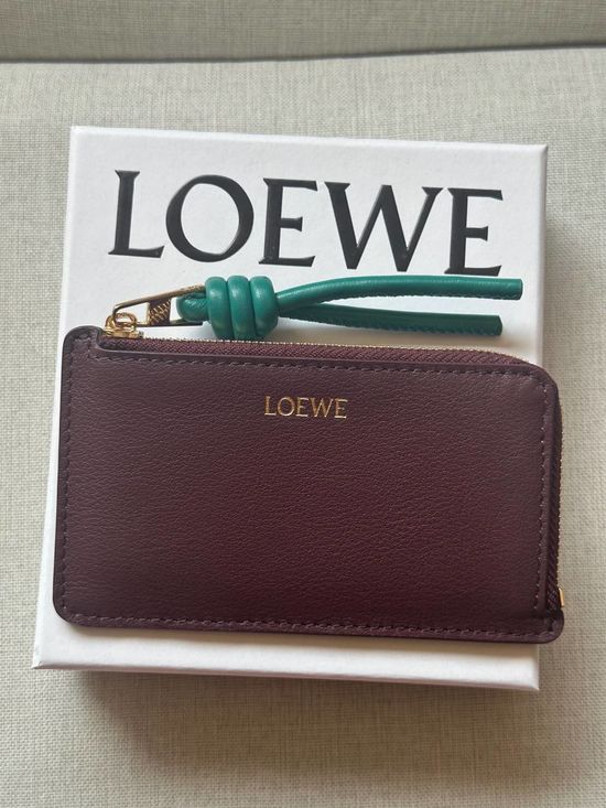 Loewe Burgundy Leather Card Holder 9788