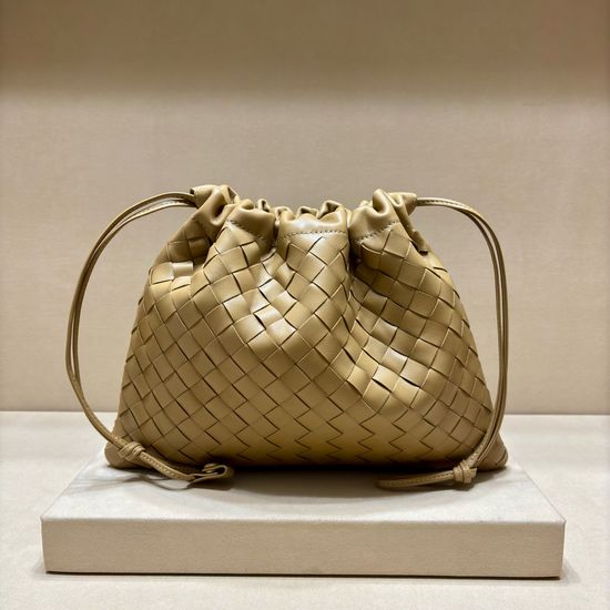 Bottega Veneta Dustbag Woven Leather Drawstring Handbag 3005