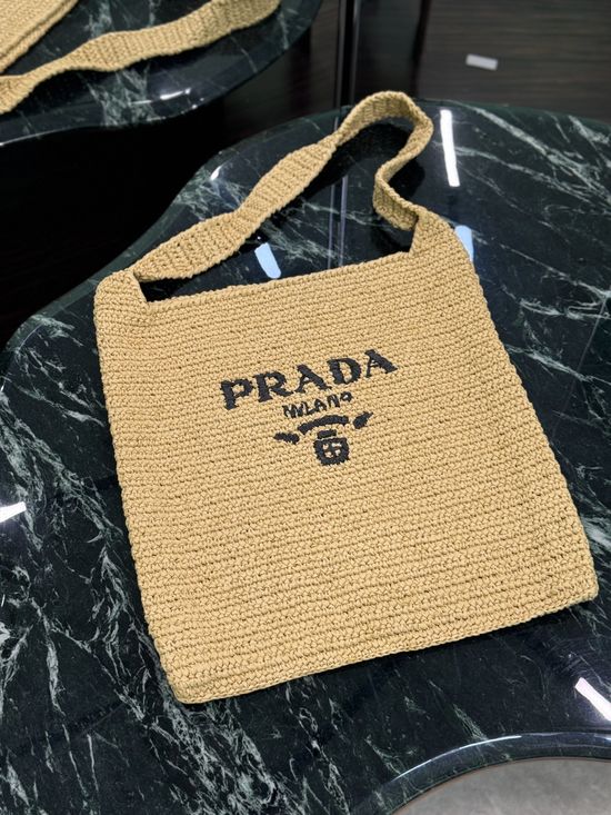 Prada Raffia Woven Tote Crossbody Bag 1BC182