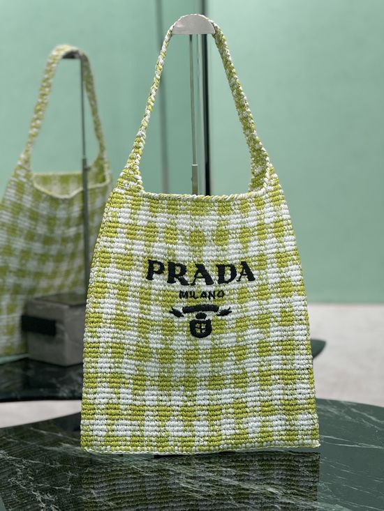 Prada Raffia Woven Tote Crossbody Bag 1BC182