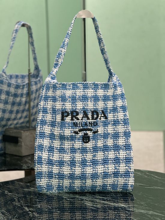 Prada Raffia Woven Tote Crossbody Bag 1BC182