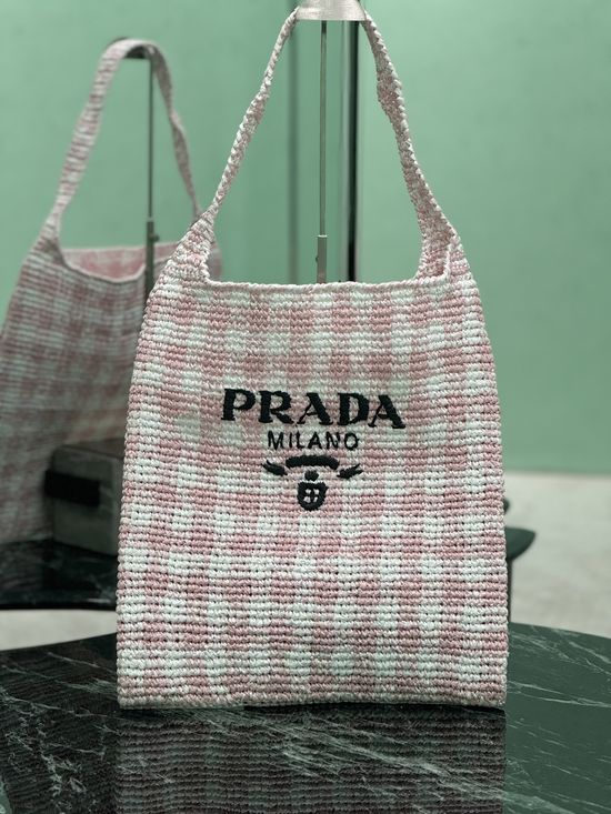Prada Raffia Woven Tote Crossbody Bag 1BC182