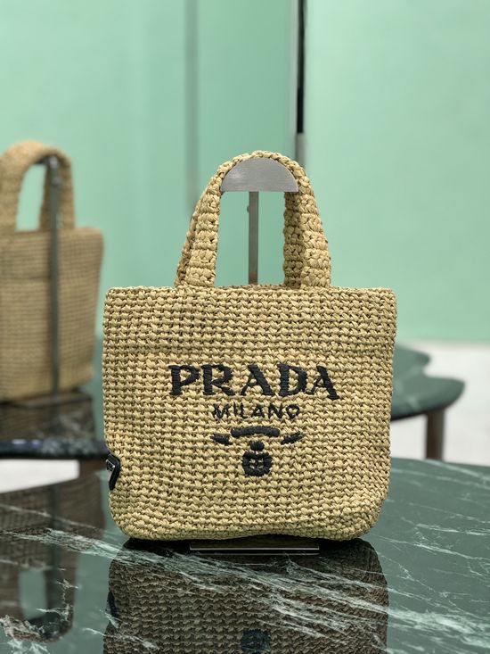 Prada Raffia Woven Small Tote Bag 1BG422