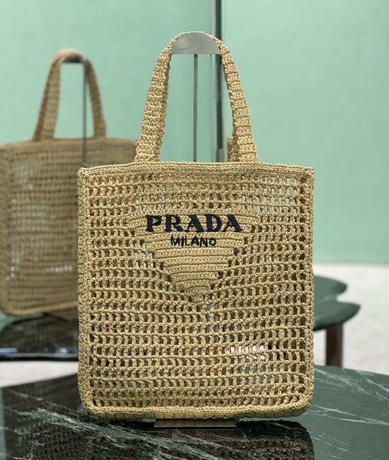 Prada Raffia Woven Tote Bag 1BG393