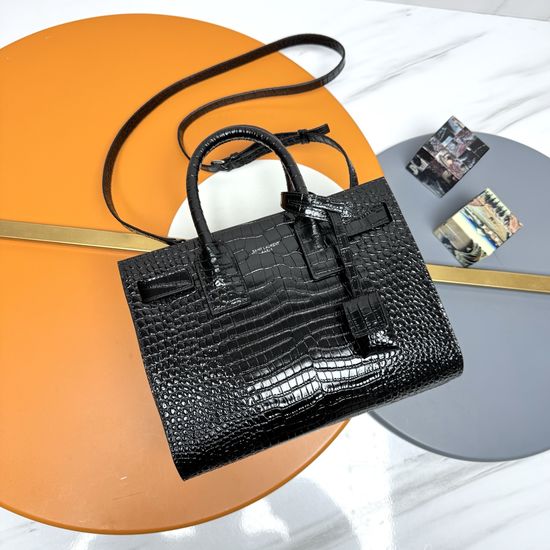 Yves Saint Laurent Sac de Jour Crocodile Embossed Bag 392035.Zx
