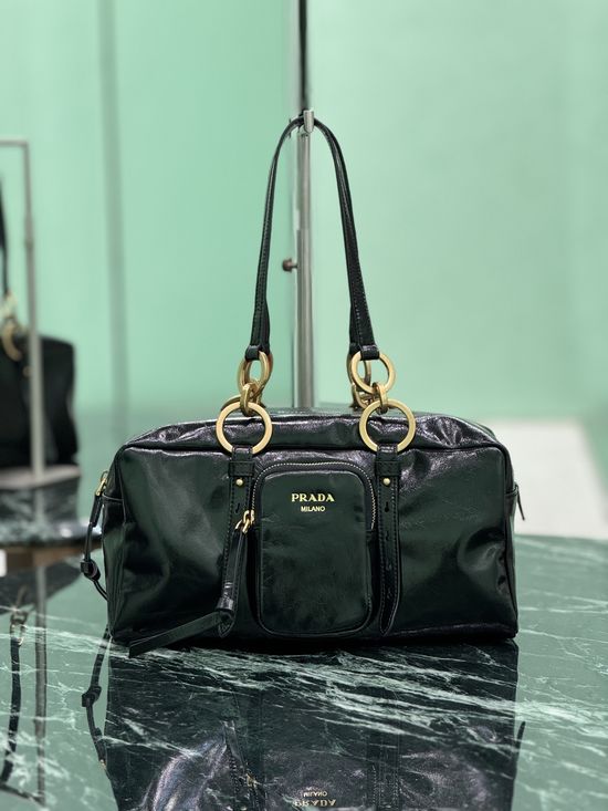Prada Soft Lux Leather Shoulder Handbag 1BB138