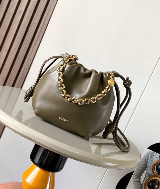 Loewe Flamenco Purse Fold Design Mini Bag 9058 Khaki Green