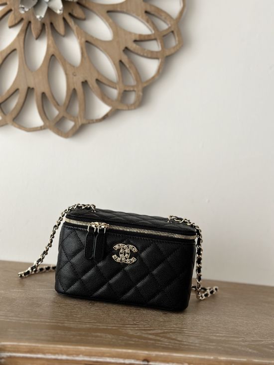Chanel Caviar Leather Chain Cosmetic Box Bag 66033