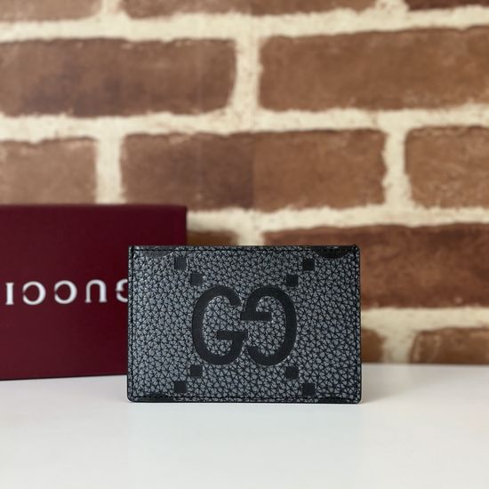 Gucci Grey Leather Embossed Card Holder 812681