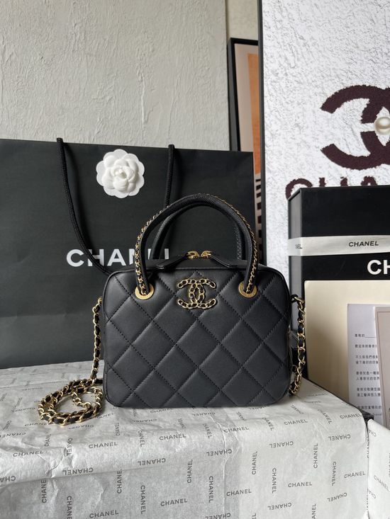 Chanel Handbag Sheepskin Aged Metal Woven AS5300