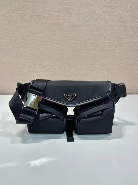 Prada Nylon and Calfskin Crossbody Bag 2VH174