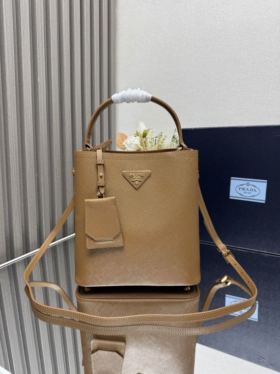 Prada Bucket Bag Saffiano Leather Detachable Badge 1BA212